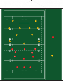 94 x 105 cm - Oprolbaar magnetisch coachbord rugby